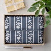 Navy Blue Bone Inlay Floral Border Decoupage Paper 薄葉紙 (ギフト)