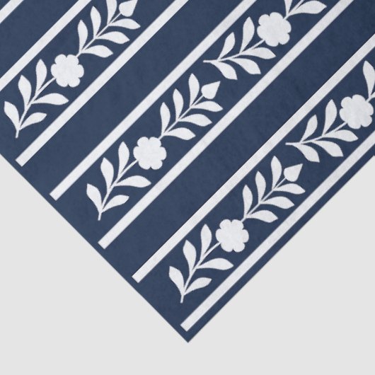 Navy Blue Bone Inlay Floral Border Decoupage Paper 薄葉紙 (詳細)