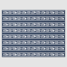 Navy Blue Bone Inlay Floral Border Decoupage Paper 薄葉紙