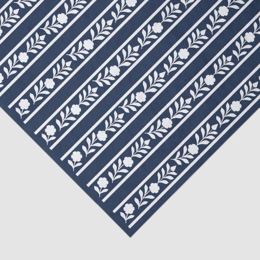 Navy Blue Bone Inlay Floral Border Decoupage Paper 薄葉紙 (詳細)