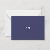 Navy Blue Border Minimalist Name Monogram ノートカード (裏面)