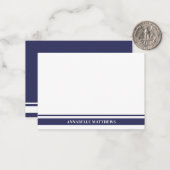 Navy Blue Border Minimalist Name Monogram ノートカード (正面/裏面インサイチュ)