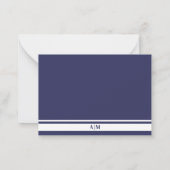 Navy Blue Border Minimalist Name Monogram ノートカード (裏面)