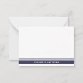 Navy Blue Border Minimalist Name Monogram ノートカード (正面)