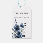 Navy Blue Botanical Wedding ギフトタグ (正面)