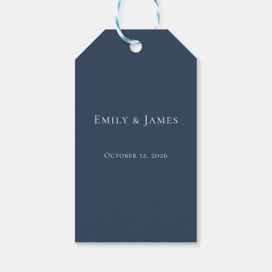 Navy Blue Botanical Wedding ギフトタグ (裏面)