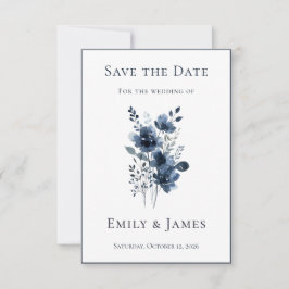 Navy Blue Botanical Wedding セーブザデート