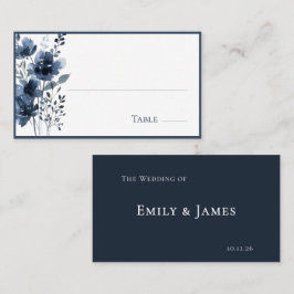 Navy Blue Botanical Wedding プレイスカード