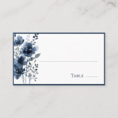 Navy Blue Botanical Wedding プレイスカード (正面)
