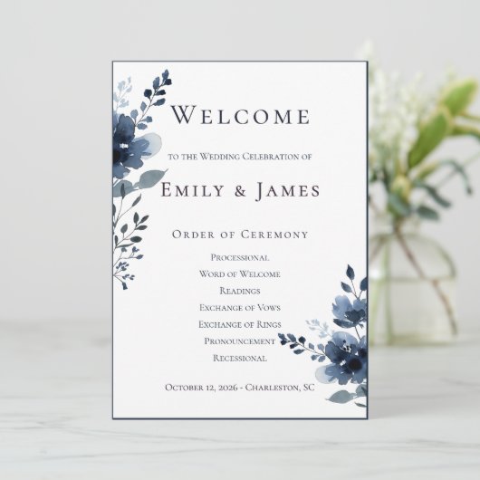 Navy Blue Botanical Wedding プログラム (スタンド正面)