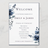 Navy Blue Botanical Wedding プログラム (正面)