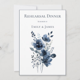 Navy Blue Botanical Wedding 招待状