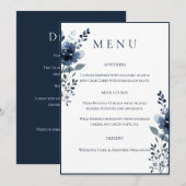 Navy Blue Botanical Wedding Menu メニュー (正面/裏面)