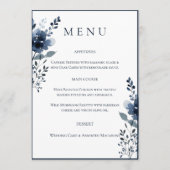 Navy Blue Botanical Wedding Menu メニュー (正面)