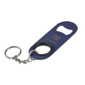 Navy Blue Bottle Opener Custom Text Bar Key Gift キーホルダー栓抜き (正面アングル)