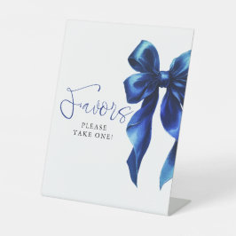Navy Blue Bow Bridal Shower Favors 台座サイン