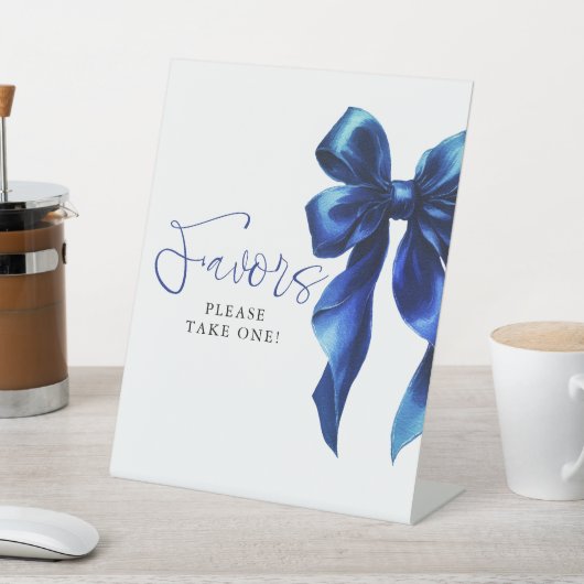 Navy Blue Bow Bridal Shower Favors 台座サイン (インサイチュ)