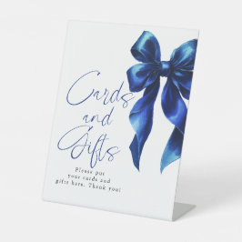 Navy Blue Bow Cards and Gifts Bridal Shower 台座サイン