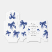 Navy Blue Bow Coquette Script Sweet 16 Thank You  フェイバーボックス (折り畳みなし)