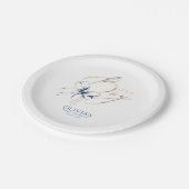 Navy Blue Bow It's a Boy Baby Shower ペーパープレート (アングル)