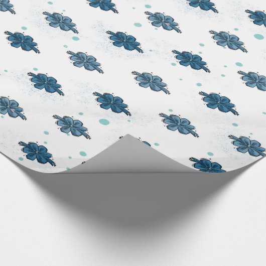 Navy Blue Bow Pattern Glossy Wrapping Paper ラッピングペーパー (角)