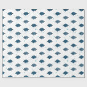 Navy Blue Bow Pattern Glossy Wrapping Paper ラッピングペーパー (フラット)