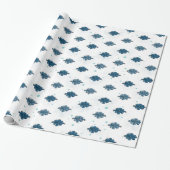 Navy Blue Bow Pattern Glossy Wrapping Paper ラッピングペーパー (アンロールド)