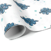 Navy Blue Bow Pattern Glossy Wrapping Paper ラッピングペーパー (ロールコーナー)
