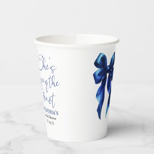 Navy Blue Bow She's Tying the Knot Bridal Shower 紙コップ (左)