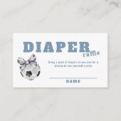 Navy Blue Bow Soccer Diaper Raffle Baby Shower  エンクロージャーカード (正面)