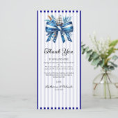 Navy Blue Bow Wedding Place Setting Thank You Card プログラム (スタンド正面)