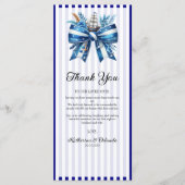 Navy Blue Bow Wedding Place Setting Thank You Card プログラム (正面)