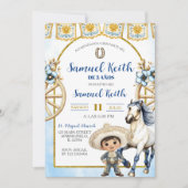 Navy Blue Boy Charro and Horse Presentacion de 3 a 招待状 (正面)