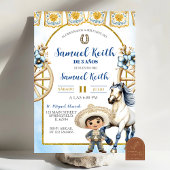 Navy Blue Boy Charro and Horse Presentacion de 3 a 招待状