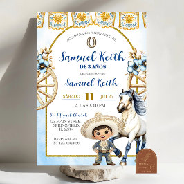 Navy Blue Boy Charro and Horse Presentacion de 3 a 招待状