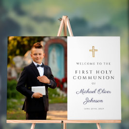 Navy Blue Boy Photo First Communion Welcome アクリルサイン