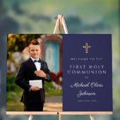 Navy Blue Boy Photo First Communion Welcome アクリルサイン (ニュートラル)