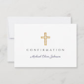 Navy Blue Boy Religious Cross Confirmation 出欠カード (裏面)