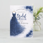 Navy Blue Bridesmaid Dress Bridal Shower 招待状 (スタンド正面)