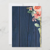 Navy Blue Burgundy Gold Blush wood Wedding  招待状 (裏面)