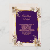 Navy Blue Burgundy Gold BlushWedding エンクロージャーカード (正面/裏面)