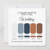 Navy Blue Burnt Copper Fall Wedding Palette Card 招待状 (正面)