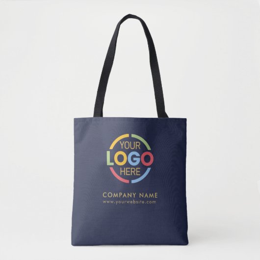 Navy Blue Business Company Logo Promotional Gift トートバッグ (正面)