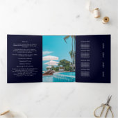 Navy Blue Business Logo | Custom Folded Design 三つ折りカード (内部)