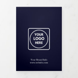 Navy Blue Business Logo | Custom Folded Design 三つ折りカード