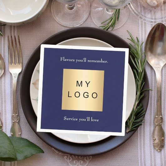 Navy blue cafe bar business logo slogan quote スタンダードカクテルナプキン
