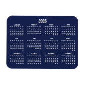 Navy Blue Calendar 2026 Flexible Magnet マグネット (横)