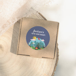 Navy Blue Camping Birthday Party ラウンドシール