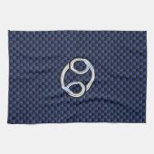 Navy Blue Carbon Fiber〔占星術の〕十二宮図プリント キッチンタオル (横)