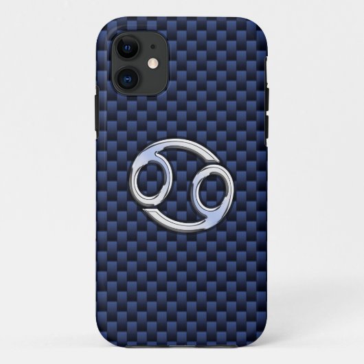 Navy Blue Carbon Fiber〔占星術の〕十二宮図プリント Case-Mate iPhoneケース (裏面)